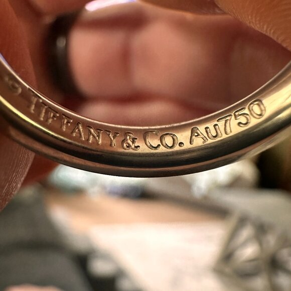 Tiffany & Co. Au750 18k Gold Diamond Wedding Band Ring - Picture 1 of 4